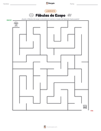 Vista previa de la hoja de trabajo imprimible de Fábulas de Esopo