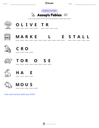 Aesop's Fables printable worksheet preview