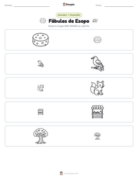 Vista previa de la hoja de trabajo imprimible de Fábulas de Esopo