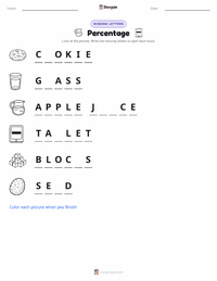 Percentage printable worksheet preview