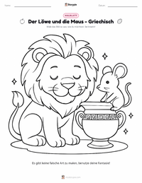 Der Löwe und die Maus - Griechisch Malvorlage für Kinder
