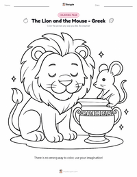 The Lion and the Mouse - Greek printable worksheet preview