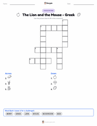 The Lion and the Mouse - Greek printable worksheet preview