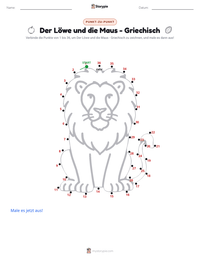 Der Löwe und die Maus - Griechisch druckbare Arbeitsblatt Vorschau