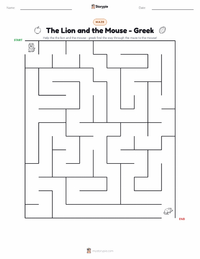 The Lion and the Mouse - Greek printable worksheet preview
