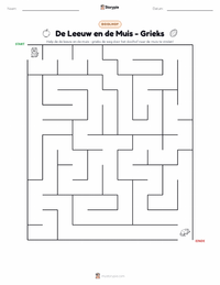 De Leeuw en de Muis - Grieks afdrukbare werkblad voorbeeld