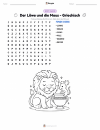 Der Löwe und die Maus - Griechisch druckbare Arbeitsblatt Vorschau