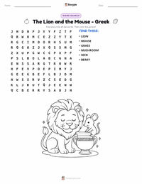 The Lion and the Mouse - Greek printable worksheet preview