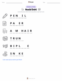 Roald Dahl printable worksheet preview