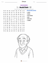 Prévia da folha de atividades imprimível Roald Dahl