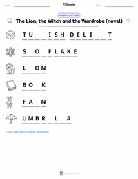 The Lion, the Witch and the Wardrobe (novel) printable worksheet preview
