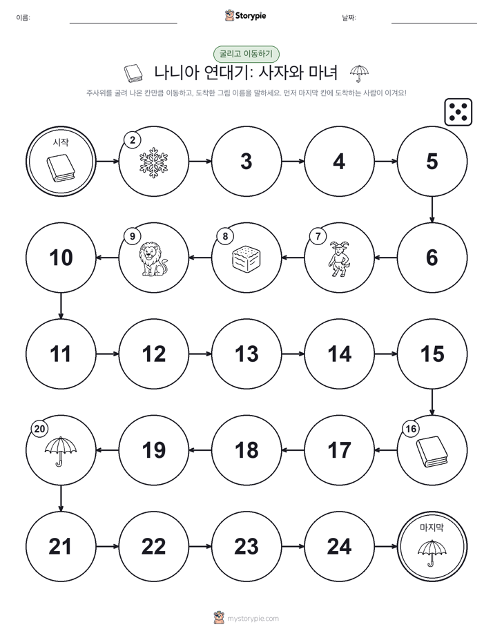 주사위 굴리고 이동하기 게임