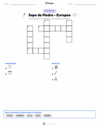 Vista previa de la hoja de trabajo imprimible de Sopa de piedra - Europea