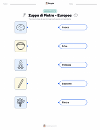 Scheda stampabile di Zuppa di sasso - Europea per bambini