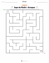 Vista previa de la hoja de trabajo imprimible de Sopa de piedra - Europea