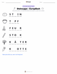 Steinsuppe - Europäisch druckbare Arbeitsblatt Vorschau