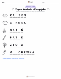 Podgląd drukowalnego arkusza ćwiczeń Kamienna zupa - europejska