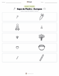 Vista previa de la hoja de trabajo imprimible de Sopa de piedra - Europea