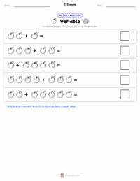 Aperçu de la feuille de travail imprimable Variable