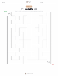 Vista previa de la hoja de trabajo imprimible de Variable