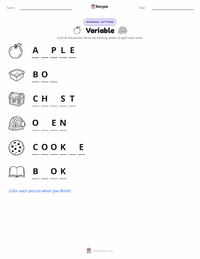 Variable printable worksheet preview
