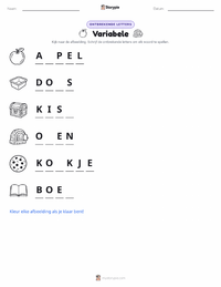 Variabele afdrukbare werkblad voorbeeld