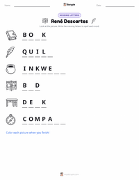 René Descartes printable worksheet preview