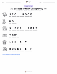 Because of Winn-Dixie (novel) printable worksheet preview