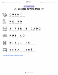 Vista previa de la hoja de trabajo imprimible de Mi amigo Winn-Dixie (novela)