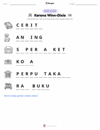 Prabaca lembar kerja cetak Because of Winn-Dixie (novel)