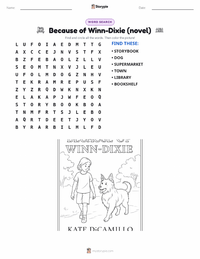 Because of Winn-Dixie (novel) printable worksheet preview