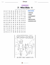 Because of Winn-Dixie (roman) afdrukbare werkblad voorbeeld
