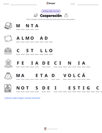 Vista previa de la hoja de trabajo imprimible de Cooperación
