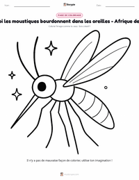 Page de coloriage Pourquoi les moustiques bourdonnent aux oreilles des gens - Afrique de l'Ouest pour les enfants
