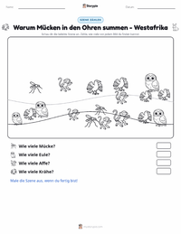 Warum Mücken in den Ohren der Menschen summen - Westafrikanisch druckbare Arbeitsblatt Vorschau