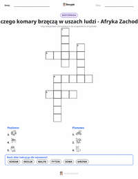 Podgląd drukowalnego arkusza ćwiczeń Dlaczego komary brzęczą ludziom w uszach - opowieść z Afryki Zachodniej