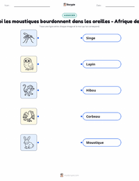 Feuille de travail imprimable Pourquoi les moustiques bourdonnent aux oreilles des gens - Afrique de l'Ouest pour les enfants
