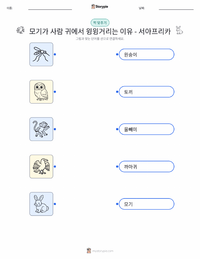 왜 모기는 사람 귓가에서 윙윙거리는가 - 서아프리카 어린이용 인쇄 가능한 워크시트