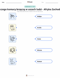 Drukowalny arkusz ćwiczeń Dlaczego komary brzęczą ludziom w uszach - opowieść z Afryki Zachodniej dla dzieci