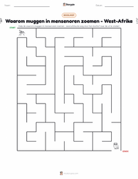 Waarom muggen in de oren van mensen zoemen - West-Afrikaans afdrukbare werkblad voorbeeld
