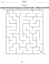 Podgląd drukowalnego arkusza ćwiczeń Dlaczego komary brzęczą ludziom w uszach - opowieść z Afryki Zachodniej