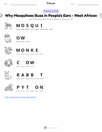 Why Mosquitoes Buzz in People's Ears - West African printable worksheet preview