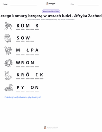 Podgląd drukowalnego arkusza ćwiczeń Dlaczego komary brzęczą ludziom w uszach - opowieść z Afryki Zachodniej