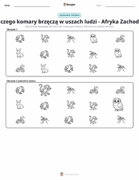 Podgląd drukowalnego arkusza ćwiczeń Dlaczego komary brzęczą ludziom w uszach - opowieść z Afryki Zachodniej