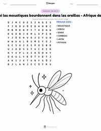 Aperçu de la feuille de travail imprimable Pourquoi les moustiques bourdonnent aux oreilles des gens - Afrique de l'Ouest