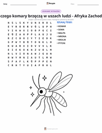Podgląd drukowalnego arkusza ćwiczeń Dlaczego komary brzęczą ludziom w uszach - opowieść z Afryki Zachodniej