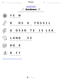 Gondwana printable worksheet preview