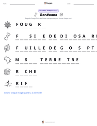 Aperçu de la feuille de travail imprimable Gondwana