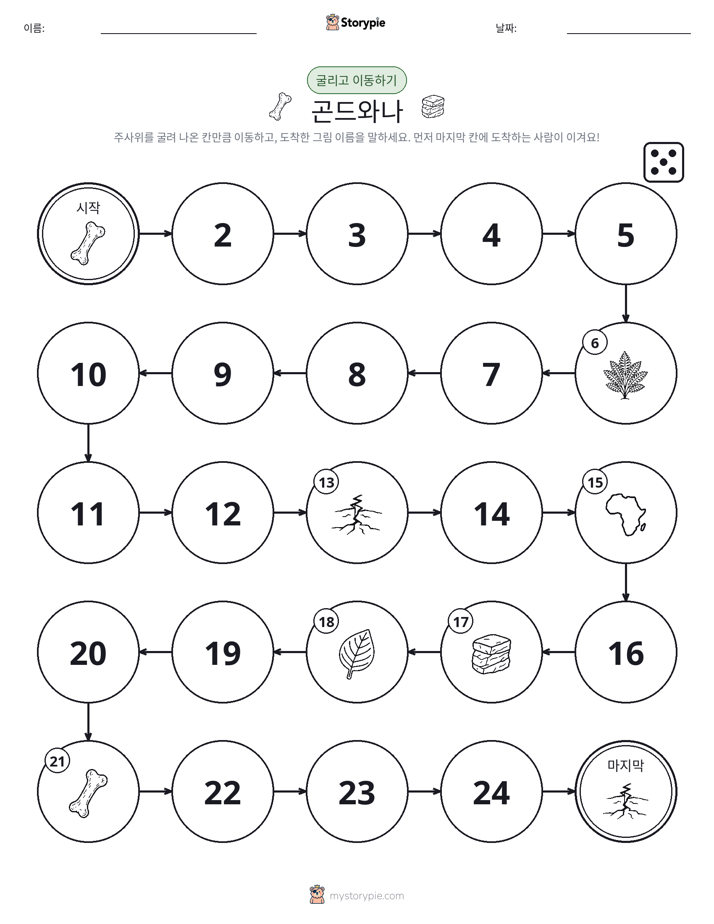 주사위 굴리고 이동하기 게임