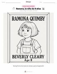 Página para colorear de Ramona Quimby, Edad 8 (novela) para niños
